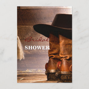 Invitation bottes de cow-boy en bois de grange brun du pays o