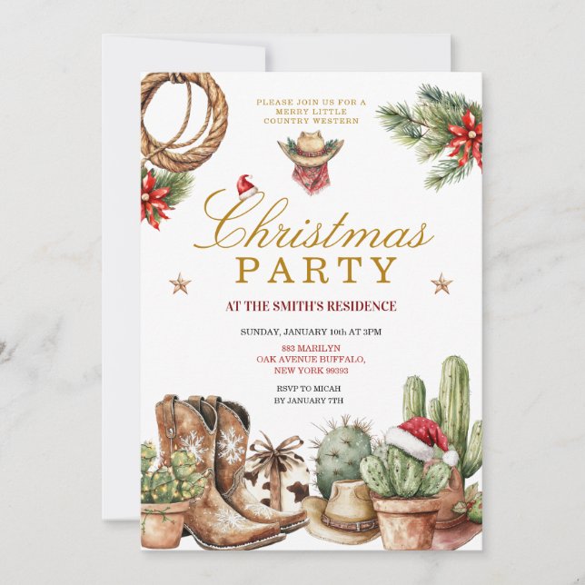 Invitation Bottes de cow-boy occidentales rustiques et vacanc (Devant)