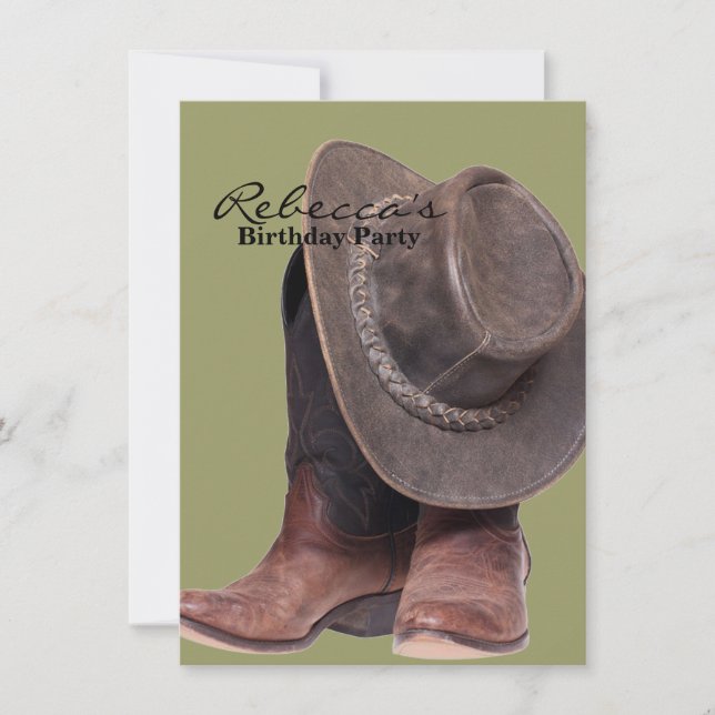 Invitation bottes de cowboy de rodéo de campagne rustique occ (Devant)