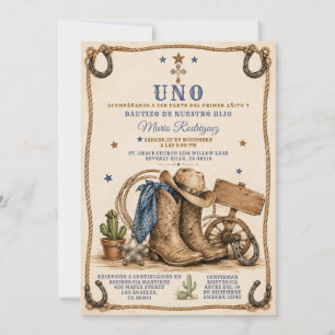 Invitation Bottes de Cowboy espagnol pour 1er anniversaire et