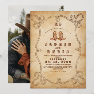 Invitation Bottes de cowboy occidentales élégantes pour maria