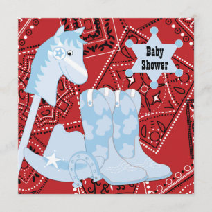 Invitation Bottes de cowboy rouge noir Baby Shower Cowboy
