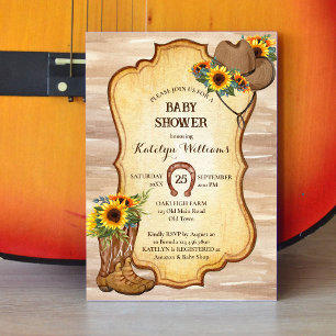 Invitation Bottes de cowboy rustique et aquarelle de tourneso
