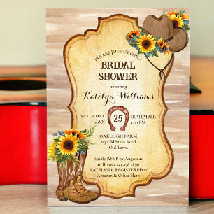 Invitation Bottes de cowboy rustique et aquarelle de tourneso