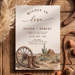 Invitation Bottes de cowboy rustiques du désert occidental po