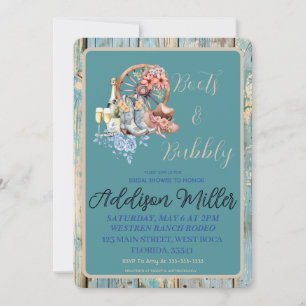 Invitation Bottes de cowgirl de l'Ouest et Fête des mariées d