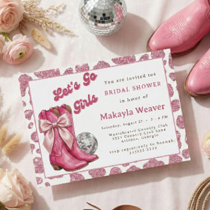 Invitation Bottes de cowgirl disco occidentales pour enterrem