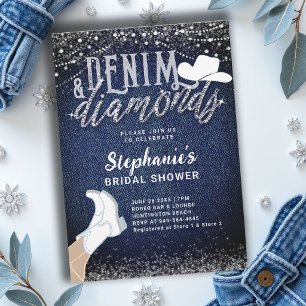 Invitation Bottes de cowgirl en denim Diamants Mariage Champê