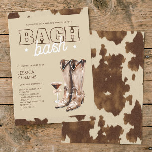 Invitation Bottes de cowgirl marron occidentales pour enterre