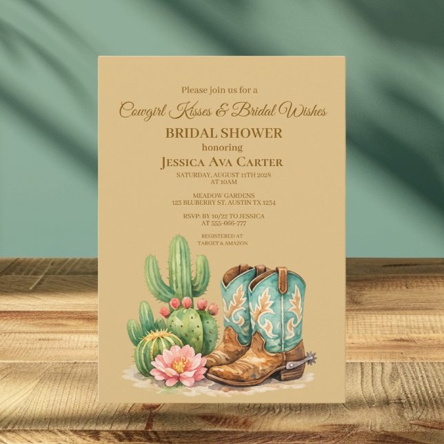 Invitation Bottes de Cowgirl Rodéo Occidental Cactus Enterrem (Créateur téléchargé)