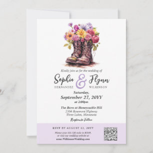 Invitation Bottes de ferme florale Mariage de grange rustique