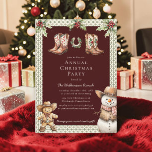 Invitation Bottes de Noël rustiques Bonhomme de neige en pain
