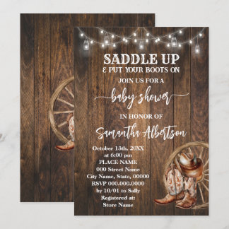 Invitation Bottes de pays du Baby shower rustique occidental