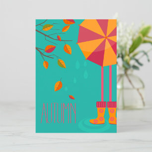 Invitation Bottes de pluie d'automne et feuilles d'automne pa