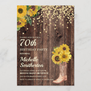 Invitation Bottes de tournesol rustique Parties scintillant 7