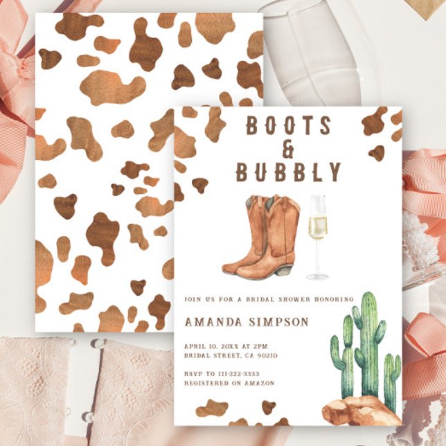 Invitation Bottes et Bubbly Western Rodeo Enterrement de Vie  (Créateur téléchargé)