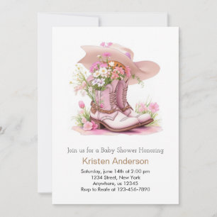 Invitation Bottes et Casquette Aventure Baby shower fille