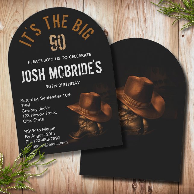 Invitation Bottes et chapeau de cowboy pour 90e anniversaire (Créateur téléchargé)