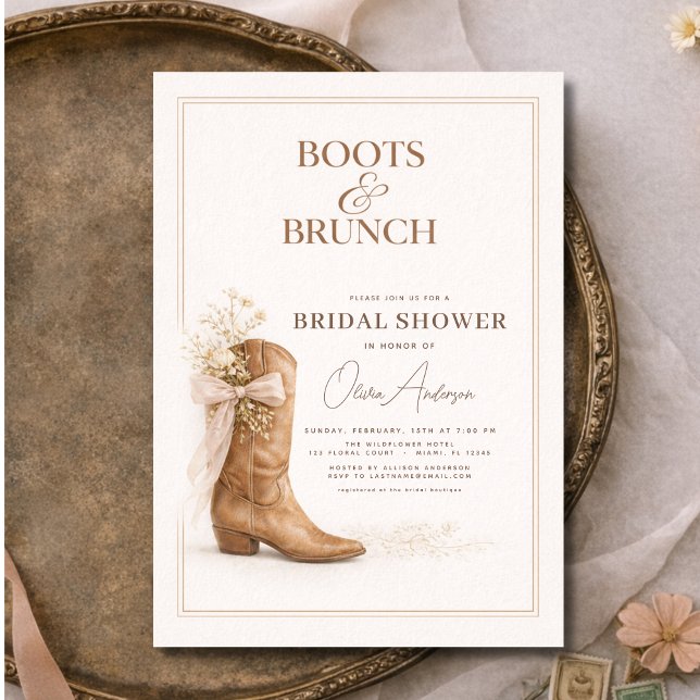 Invitation Bottes et petit déjeuner floral nœud papillon ente (Créateur téléchargé)