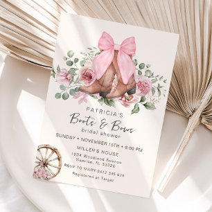 Invitation Bottes et vaches Fête des mariées cowgirl rose