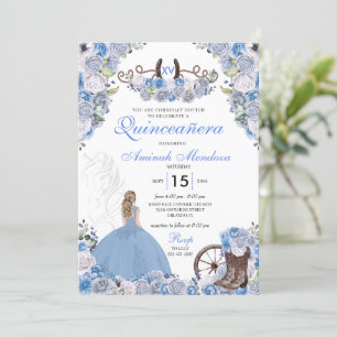 Invitation Bottes florales de Charra Ouest bleu Quinceañera