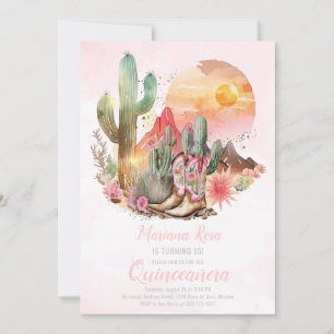 Invitation Bottes florales de l'Ouest Quinceanera Anniversair