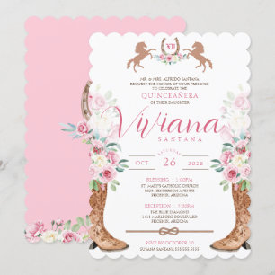 Invitation Bottes florales de roses roses occidentales Charro