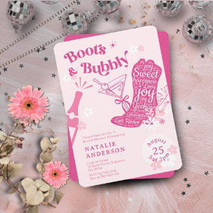 Invitation Bottes florales roses et Fête des mariées mousseus