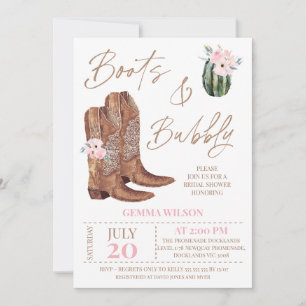 Invitation Bottes florales roses rustiques et Fête des mariée