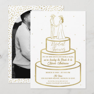 Invitation Bottes Love & Gâteau Crème au Beurre Mariage Occid