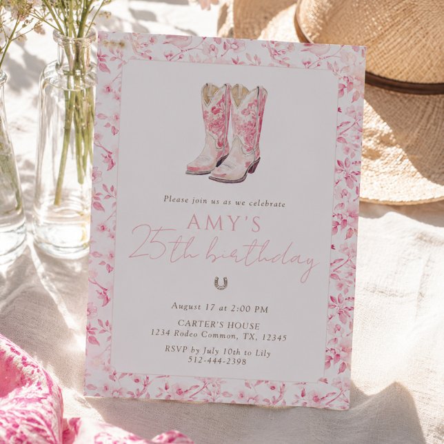 Invitation Bottes occidentales florales pour 25e anniversaire (Créateur téléchargé)