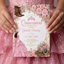 Bottes occidentales Roses roses dorées Quinceañera