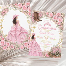 Bottes occidentales Roses roses Quinceañera dorée