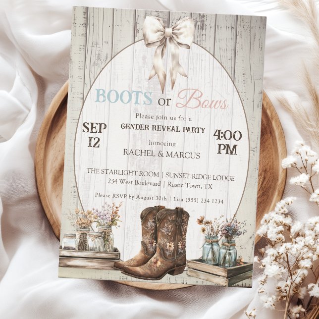 Invitation Bottes ou arcs Fête de révélation du sexe rustique (Créateur téléchargé)