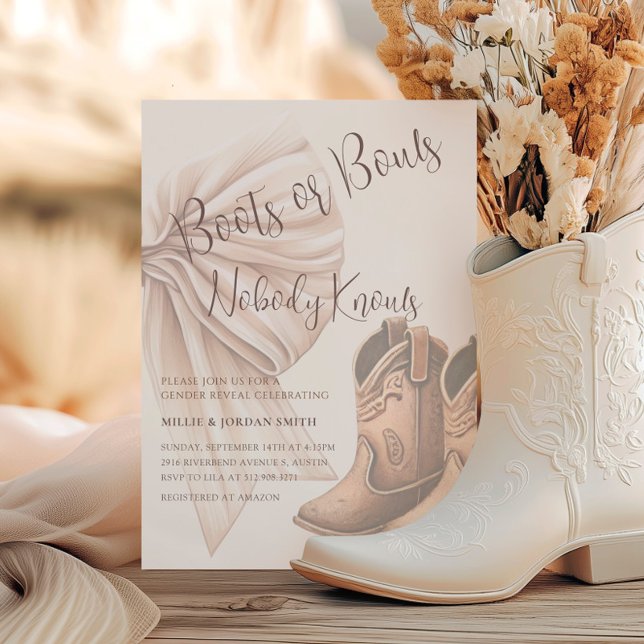 Invitation Bottes Ou Vaches Beiges Aquarelle Sexe Révélation (Créateur téléchargé)