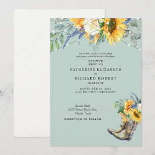 Invitation Bottes Redneck Sunflower Lumières 