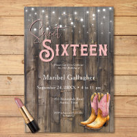 Bottes roses rustiques Cowgirl Sweet 16 anniversai