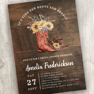Invitation Bottes rustiques de cowgirl et Fête des mariées Bu