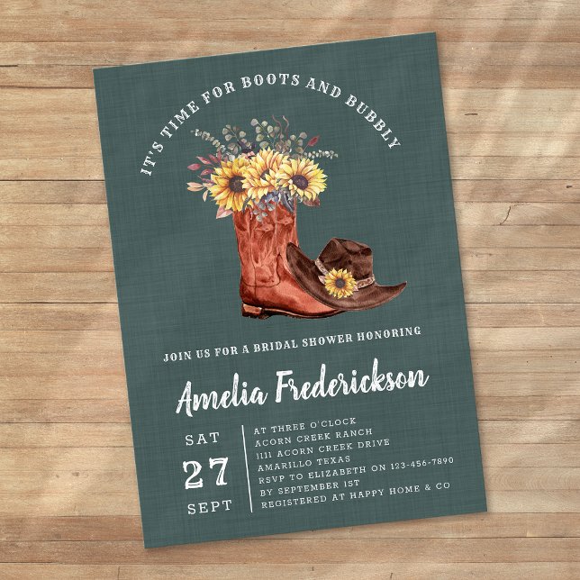 Invitation Bottes rustiques de cowgirl et Fête des mariées Bu (Créateur téléchargé)