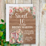 Invitation Bottes rustiques de fille rose Roses doux 16<br><div class="desc">Soirée de 16 ans sur invitation d'un arrière - plan rustique en bois avec bottes de cowgirl et roses roses roses.</div>