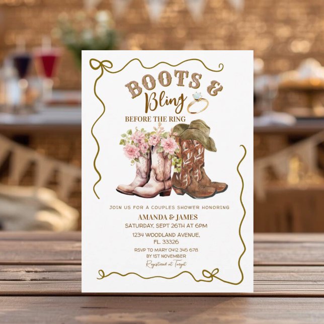 Invitation Bottes rustiques et Cowboy Couples Shower de luxe  (Créateur téléchargé)
