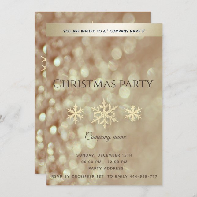 Invitation Bouche d'or fêtes de Noël d'entreprise (Devant / Derrière)