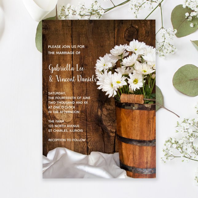 Invitation Bouche en bois et marmites blanches Mariage de la  (Créateur téléchargé)