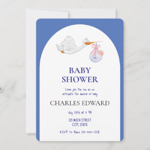 Invitation Bouche livrant petit garçon Baby shower bleu