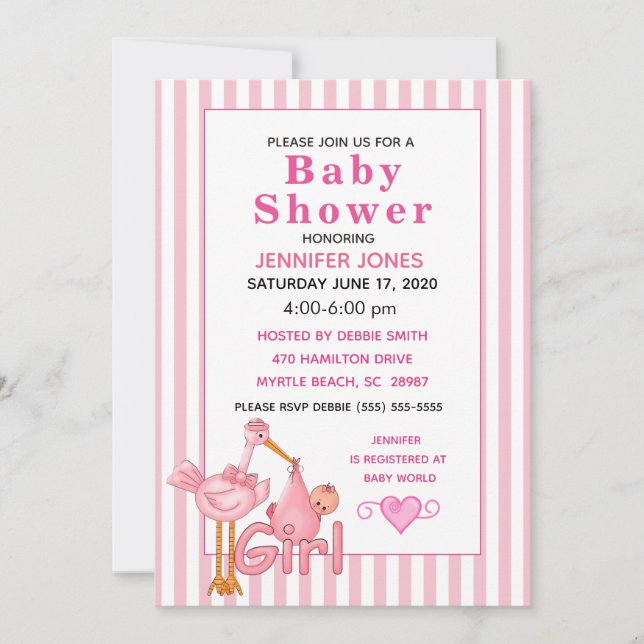 Invitation Bouche rose avec Baby Bundle Baby shower Invitatio (Devant)