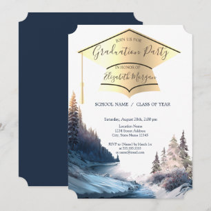 Invitation Bouchon de diplôme d'or, Paysage, Graduation de la