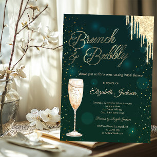 Invitation Bouchons d'or Vin Vert Brunch & Bubbly