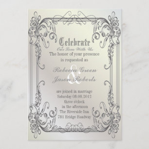 Invitation Boucles élégantes formelles Pearl White mariage vi