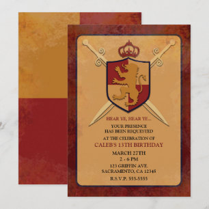 Invitation Bouclier de la fête du chevalier royal Maroon & Go