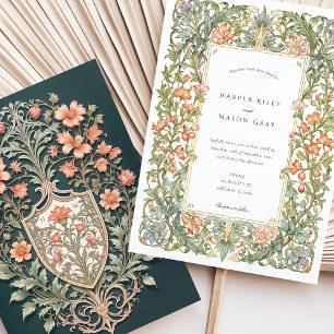 Invitation Bouclier de mariage Art Nouveau floral Bougainvill
